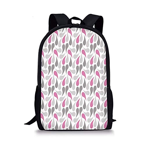 Preisvergleich Produktbild School Bags Geometric,Persian Civilization Influenced Geometric Pattern Teardrop Shapes Curved Tip Decorative,Pink Grey White for Boys&Girls Mens Sport Daypack