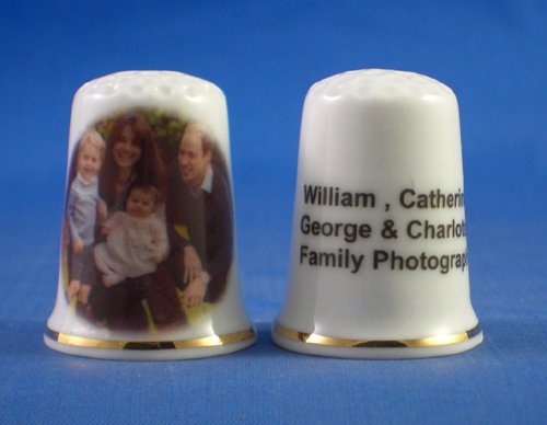 Birchcroft Porcelain China Collectable Thimble - William, Catherine, George & Charlotte Family Group
