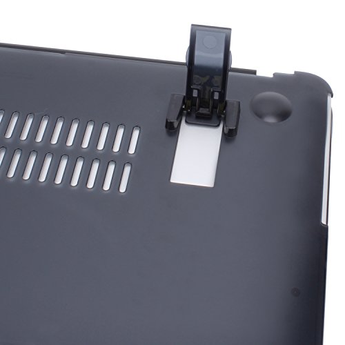 LIANG Matte Gummierte Harte Schutzhülle mit Kickstand Ständer für Macbook Air 13 Hülle Cover Tasche Silicon Case Shell Hard Plastik mattiert SchutzTasche + tpu Tastatur-Schutzfolie(Schwarz,MacBook Air 13 A1369 / A1466),Schwarz - 6