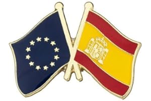 Gemelolandia | Pin de Solapa Bandera de la Unión Europea y Bandera de España | Pines Originales Para Regalar | Para las Camisas, la Ropa o para tu Mochila | Detalles Divertidos