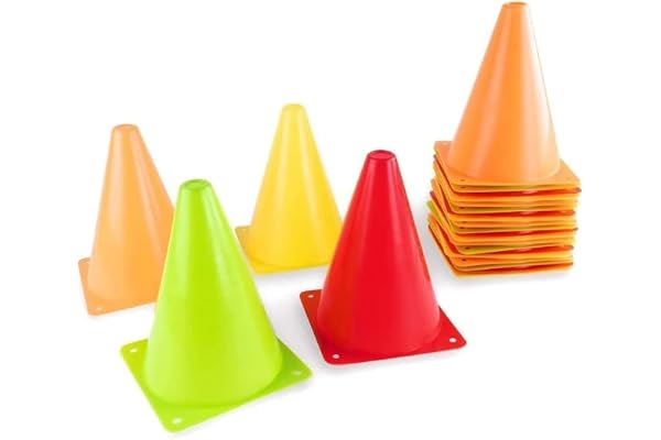Cabrio 6 inch Plastic Cone Marker Set for Football Field Marking Equipment, Training Soccer Cone Cricket Training Agility Cones (Pack of 6) (6)