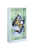 Hasta talla 42 de zapatos Zapatero de 3 puertas, blanco, 117 x 60 x 24 cm