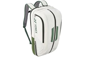 YONEX BA02312EX Expert Badminton/Tennis/Squash Leather Bag Backpack, 3 Racket Capacity, with Shoe Compartment.