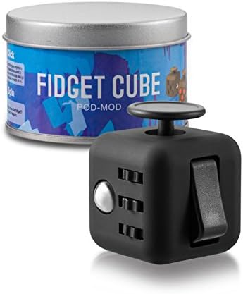 IEASSAU Mini gadget cube good for tension and nervousness,stress relief , novelty gift well received by adults and children (Black+Black Buttons)