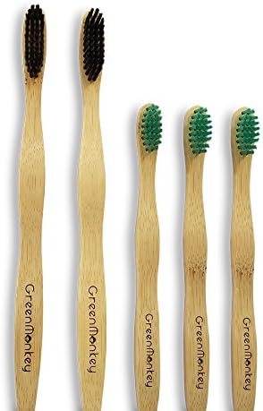 Kids Childs Bamboo Toothbrush - Natural Organic Wooden Eco Friendly 100% Biodegradable Recyclable Tooth Brush (Family Pack (x3 Kids and x2 Adult Toothbrush)