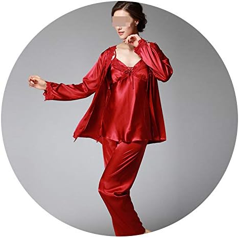 Woman Explosions Textile Silk Pajamas Ladies Autumn Long-Sleeved Trousers Three-Piece Suit Tracksuit