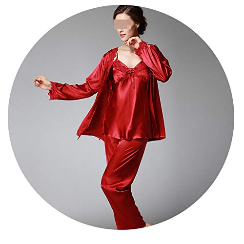 Woman Explosions Textile Silk Pajamas Ladies Autumn Long-Sleeved Trousers Three-Piece Suit Tracksuit