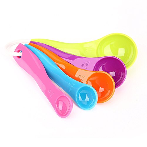 ISUDA 5er Set Bunte Messlöffel, Mischfarbe Messbecher Maßlöffel für Küche Kochen Backen