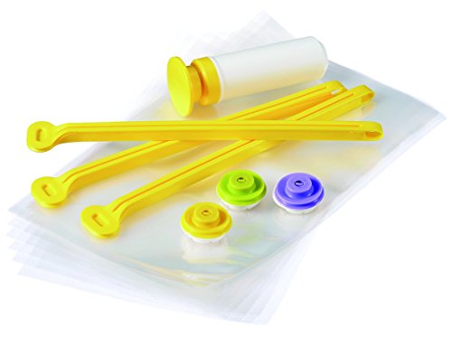 Vacuumsaver Clicka Sistema Envasado al Vacío Manual, Transparente y Amarillo, 28x4x17 cm, 3 Unidades