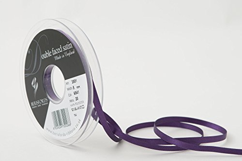 Berisfords Double FACE Poly Satin Ribbon, BlackBerry, 5 mm