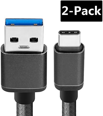 Samsung Galaxy S8 Type C Cable, CeeOne 2-Pack 3.3ft / 1m USB 3.1 Type C Super speed Nylon Braided USB C Charger Cable Cord for Galaxy Note 8 / S8 / S8 Plus, LG G5 / G6, Nokia 8 / 9, Google Pixel / Pixel2 XL, Nexus 5X / 6P, Huawei P9 / P10, Mate 9 / Mate 10, OnePlus 2 / 3 / 5 / 5T and More (3.3ft / 1m, Black)