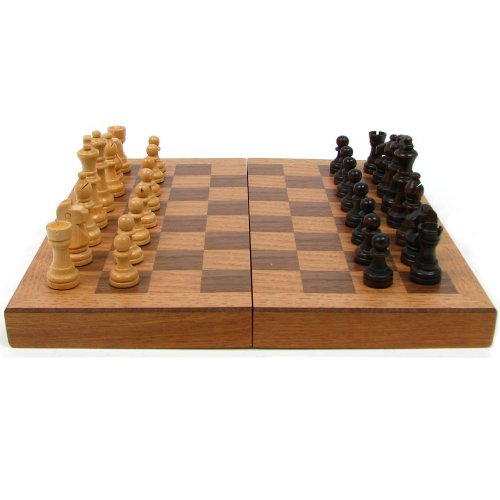 Trademark Games Wooden Book-Style Chess Board with Staunton Chessmen, Brown