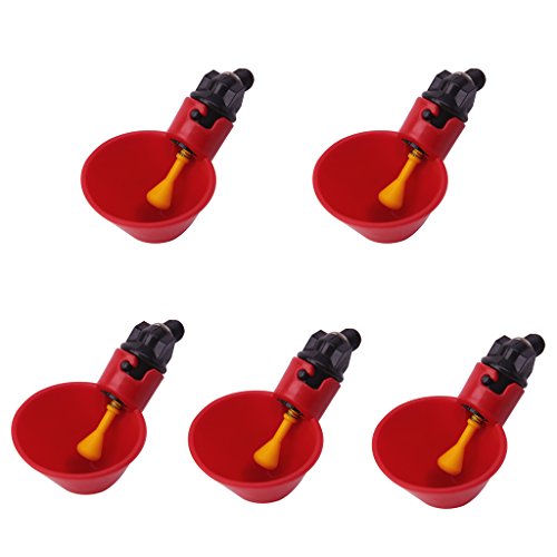 Preisvergleich Produktbild Qiman Automatischer Hühnertränke / Geflügeltränke mit Bechern, Bewässerungsbecher, Schüsseln, rote Kunststoffhühner, Geflügel, Flockente, Vogelfutter
