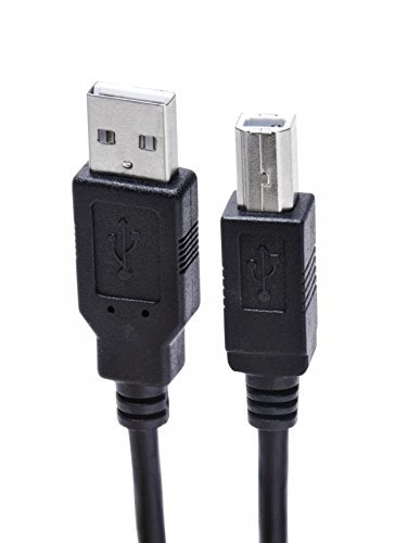 PWR+ 1.8m Long USB-Printer-Cable 2.0 for HP OfficeJet LaserJet Envy; Canon Pixma; Epson Workforce, Stylus, Expression Home; Brother; Dell Scanner Fax Laptop Mac PC High Speed Cord (1.8 Meters)