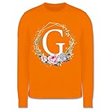 Shirtracer Anfangsbuchstaben Kind - Blumenkranz mit Buchstabe G - 3-4 Jahre (104) - Orange - JH030K - Kinder Pullover