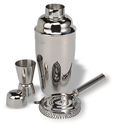 geschenkartikel-shopping 100-2573 Edelstahl Cocktail Shaker Set 0,5 Liter 3-teilig mit Sieb und Messbecher - 2