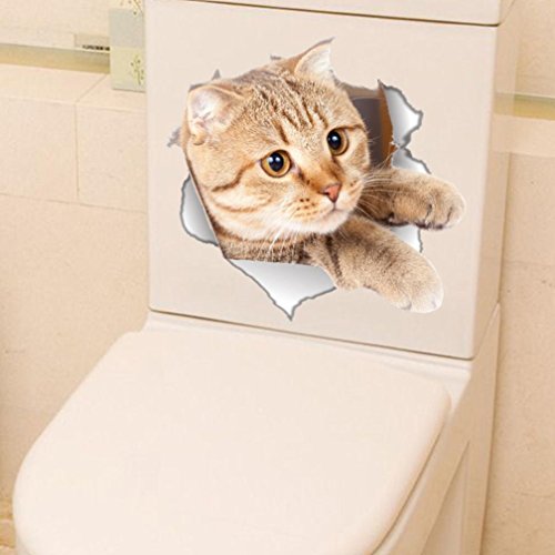 Ouneed® Wandaufkleber Wandtattoo Wandsticker , 3D Toilettendeckel Wand-Aufkleber-Loch-Ansicht-Badezimmer-Wohnzimmer-Ausgangsdekor-Abziehbild-Wand-Aufkleber (B) - 2