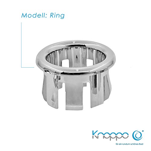 KNOPPO® Waschbecken Überlauf Abdeckung, Überlaufblende – Ring (in 6 verschiedene Design-Modelle) chrom - 2