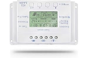 OOYCYOO 20A mppt Solarladeregler 20A 12V/24V Automatische Erkennung der Spannung Solarpanel-Intelligenzregler mit LCD Display