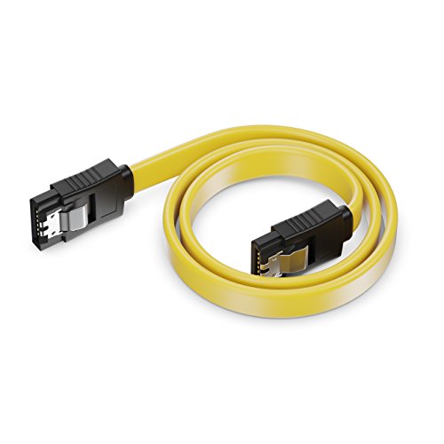 SET – 3x deleyCON [0,5m] S-ATA 3 Kabel – PREMIUM SATA 3 HDD / SSD Datenkabel mit Clip – 2x Stecker gerade – Übertragungsraten bis zu 6 GBit/s – flexibles PREMIUM S-ATA 3 Kabel – schnelle und sichere Datenübertragung – passgenaue, stabile Stecker mit Verriegelung – abwärtskompatibel – Länge: 50cm / Farbe: Gelb - 3