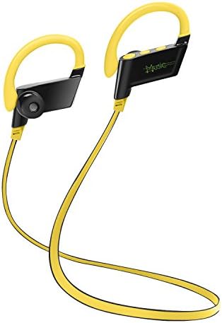 KELODO S808 Behind Neck Bluetooth Headphones, Rechargeable In-ear Earpiece Wireless Headset with Noise Cancelling for iPad iPod iPhone 5s 6 7 and Other Android Mobile or Apple Devices - Yellow