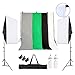 Produktbild OUBO Fotostudio Set Softbox Light Studioleuchte Studioset 135W Blitzlampe inkl. 4X Hintergrundsystem(Weiß: Baumwolle; Schwarz, Grau, Grün) Lampenstativ