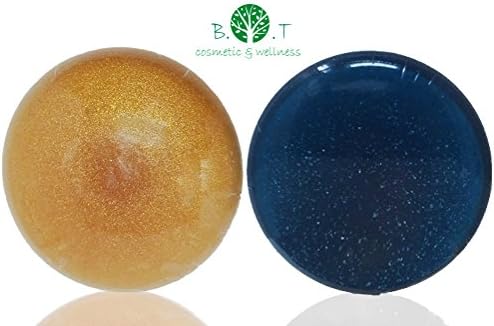 biOty garden Hand Made Gems Exfoliating Gold Soap and Starry Blue Soap x 2 Face, Hand, Body Wash - Gift - made in Bretagne