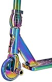 Trottinette de cascades 360° en chrome néo arc en ciel, bleu, ou doré avec pegs en option - Team Dogz Pro 4 Evo 2017, NeoChrome Rainbow, With Stunt Pegs