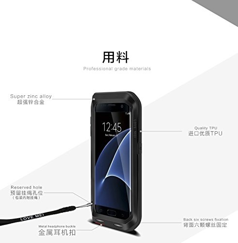 Love Mei Powerful - Carcasa s  per protectora anti-shock con Gorilla Glass para Samsung Galaxy S7 Edge - Negro