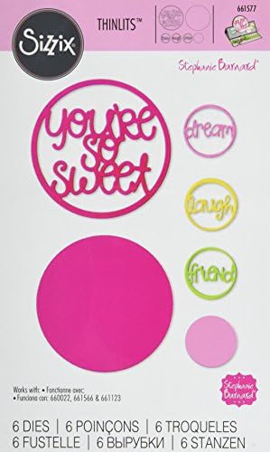 Sizzix 661577 Thinlits Die Set, Word Circles by Stephanie Barnard (6-Pack), Carbon Steel