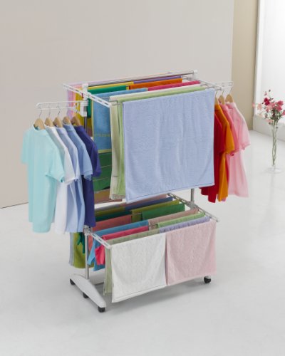 Hanuri One Touch Wäscheständer / Wäschetrockner / Variabel klappbar / Fußrollen - 11