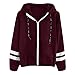 Price comparison product image HOOUDO Women Long Sleeve Autumn Winter Coat Patchwork Thin Tops Hooded Zipper Pockets Jacket Fashion Casual Sport Coat Overcoat Outwear(L,Red)