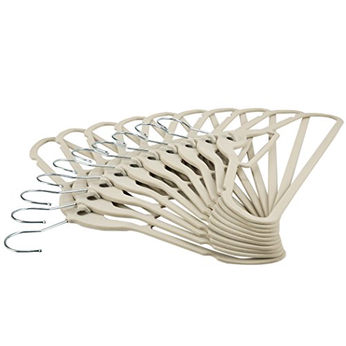 Homdox 50-er Set Beflockte Kleiderbügel Anzugbügel Aufhänger Garderobenbügel Mantel Hosen Bügel rutschfester Oberfläche superdünn 0,5 cm dick Beige - 4