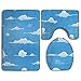Produktbild MrRui Cartoon-Clouds-on-Sky 3er-Pack Badteppich-Set Anti-Rutsch-Flanell für Damen und Herren Antibakterielle WC-Sitze, Badteppich, Badaccessoires