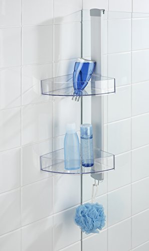 Wenko 22795100 Eck-Duschcaddy Premium Badregal, Duschregal mit 2 Ablagen und Haken, Aluminium, silber matt, 21 x 20 x 71 cm - 7