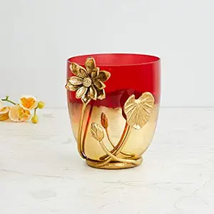 Home Centre Splendid Dual-Tone Vase with Lotus Embellishment