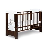 Babybett "Safari Teddybär mit Sternen" 120x60 cm. - braun mit Lattenrost und Matratze
