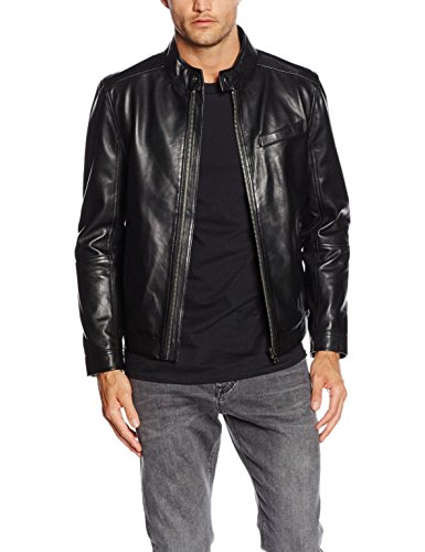 Tommy Hilfiger Herren Lederjacke FINN LTHR JKT, Gr. XX-Large (Herstellergre: 54), Schwarz (FLAG BLACK 083)