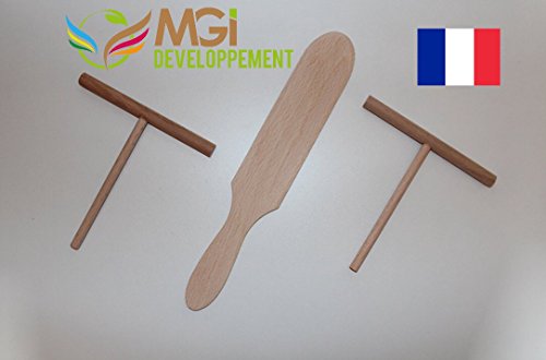Kit crêpes (2 répartiteurs et 1 spatule) en bois made in Jura