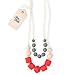 Fox & Finn 'Isabella' Silicone Teething Necklace for Babies | Safety Knotted Silk Rope | Does Not Pull Hair Out | 14 Inch Drop (coral + smoke + latte)
