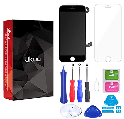 ukuu Schermo per iPhone 8 LCD Retina Parti Completo di Ricambio Display Touch Screen[ Fotocamera, Sensore Flex]+ Utensili Inclusi, Bianco (4.7") (8 Nero)
