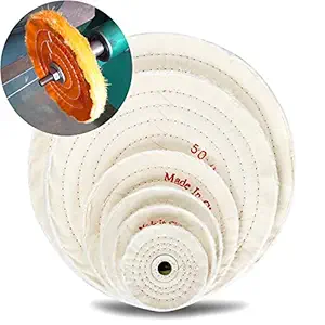 DIY Crafts Spiral Stitched Cotton Buffing Polish Wheel Bench Grinder Polishing Wheel Layers Cotton Spiral Stitched Cotton Buffing Wheel Metal Polishing Buffers (Pack of 5 Pcs, 4