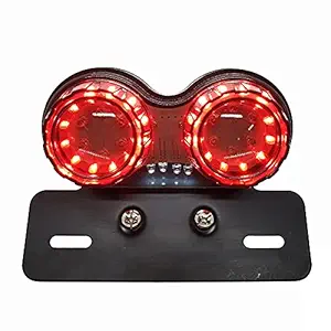 AUTOPOWERZ Universal LED Motorcycle Tail Lamp Turn Signal Light Dual Trailer Lights Brake Number Plate Holder Lights (Black)
