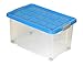 Produktbild Eurobox mit Deckel und Rollen 60 x 40 x 33 cm azurblau Griffe silber