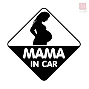 ISEE 360 Mama in CAR Pregnant ON Board Sticker Decal Baby Child CAR Black Vinyl Decals L x H 14.00 cm x 14.00 cm