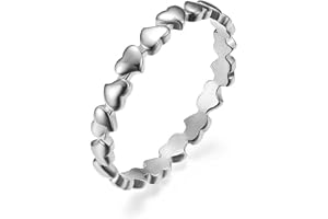 Dainty Titan Stål Smycken Titan Stål Forever Love Heart Ring För Kvinnor Flickor Stapling Hjärtform Ring Brudbröllop Gi