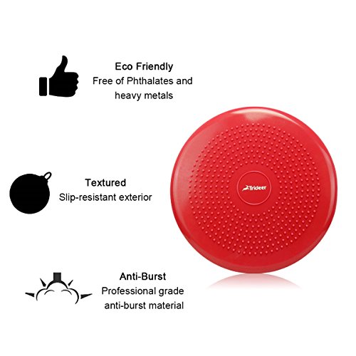 34cm 35cm Ballsitzkissen inkl. Pumpe von 9 Farbe (Schwarz, Blau, Grün, Orange, Rot, Turkis, Rosa, Pink und Lila), TRIDEER Anti-Burst Sitzballkissen / Balance Board / Balance Kissen / Wackelbrett für Fitness, Yoga und Physical Therapy, für Damen Herren - 3