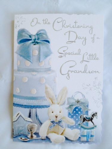 On The Christening Day of A Special Little Grandson - Christening Day Card JJ