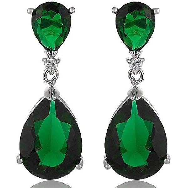 Emerald Green Quartz Teardrop Hook Earrings at Best Price in Jaipur