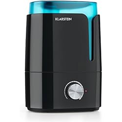 KLARSTEIN Stavanger - humidificateur d'air, rafraîchisseur d'air, diffuseur d'arômes, ultrasons, réservoir 3,5 l, réglable jusqu'à 300 ML/h, Pad d'arômes, Affichage numérique, Noir Turquoise